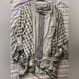 ONE WORLD Black and Cream Nordic Pattern Shrug